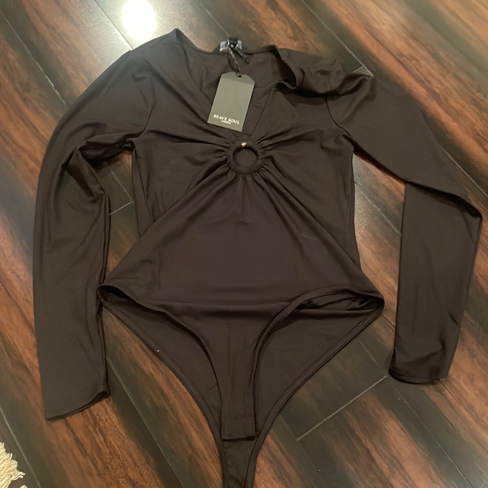 From nasty gal. Black bodysuit with ring detail